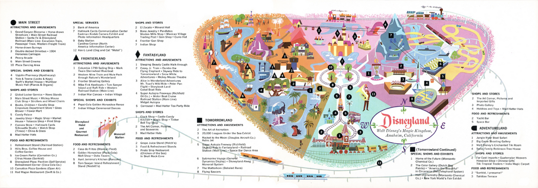 1963 年迪士尼樂園的地圖