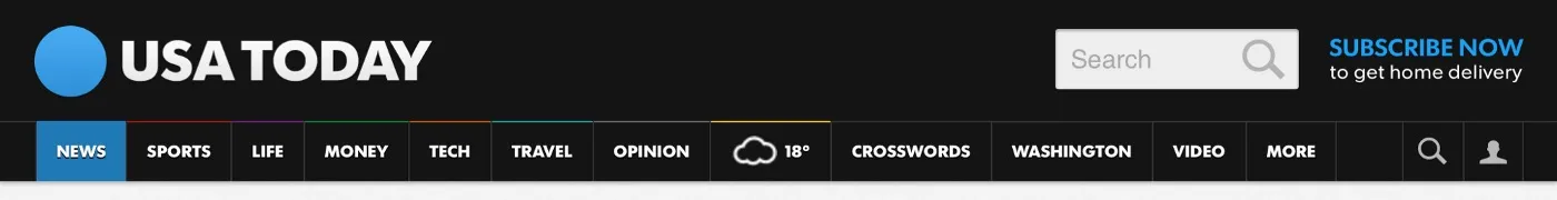 usatoday.com 的主導覽列設計