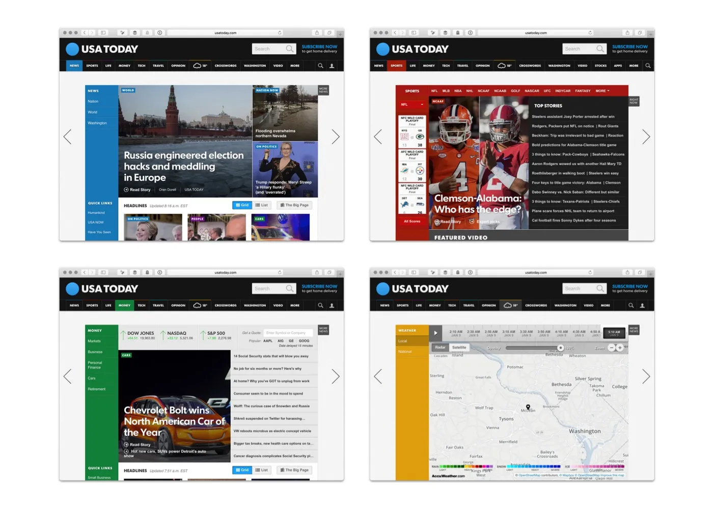 Usatoday 的網站主要區域